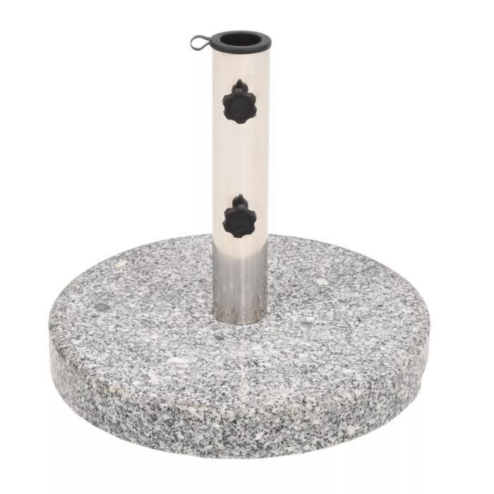 Socle de parasol - VINGVO - Granite Rond - 20 kg - Acier inoxydable - 2 adaptateurs inclus