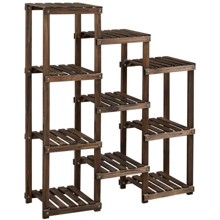 Étagère Plante sur Roulettes en Bois - 93 x 30 x 115 cm - 10 Tablettes - Yaheetech