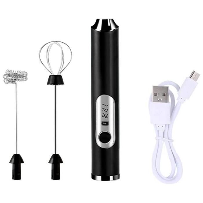 Mousseur à Lait électrique Lychico - Rechargeable USB-C, 3 Vitesses, Fouet Inox (noir)