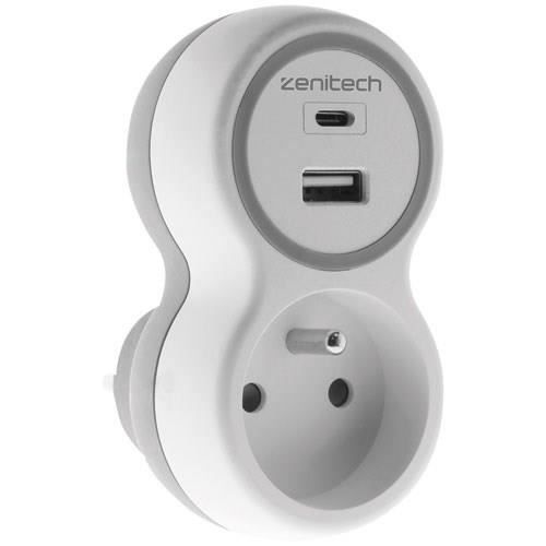 Prise 2P+T ZENITECH Avec 2 ports USB A & C