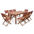 Salon de jardin en bois extensible - Almeria - table 180/240cm avec rallonge. 2 fauteuils et 6 chaises. en bois d'Eucalyptus  huilé-1