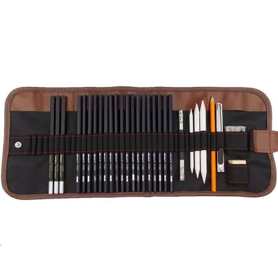 Fusains Professionnels – 6 Crayons (2 Doux, 2 Moyens, 2 Durs) Pour Dessin, Croquis, Art