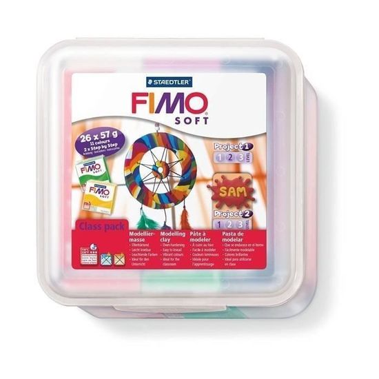 Pâte Fimo Soft Staedtler - Bloc 57g, 5 Couleurs (noir, Blanc, Jaune, Bleu, Rouge) - Durcissement Au Four