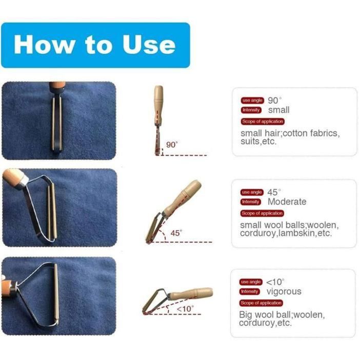 Peigne à Peluches En Bois - Pour Pulls Cachemire, Laine - Enlève Boules Et Poils D'Animaux - Manche Ergonomique