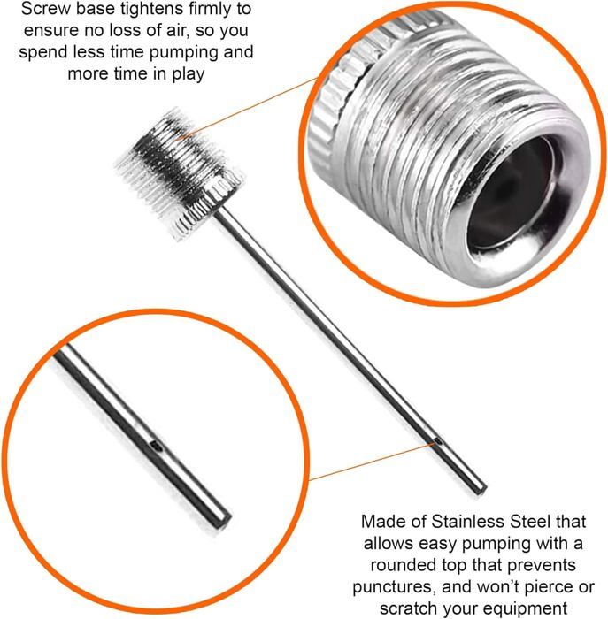 Lot De 20 Aiguilles De Gonflage En Acier Inoxydable Pour