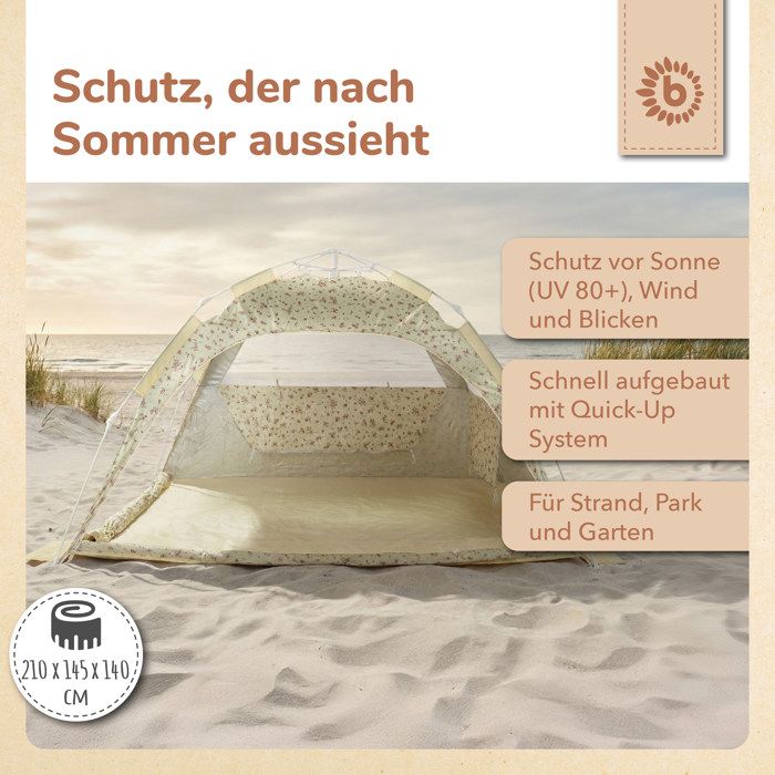 Bieco Strandmuschel Pop Up XXL Vintage Flowers – Tente de plage Quick ...