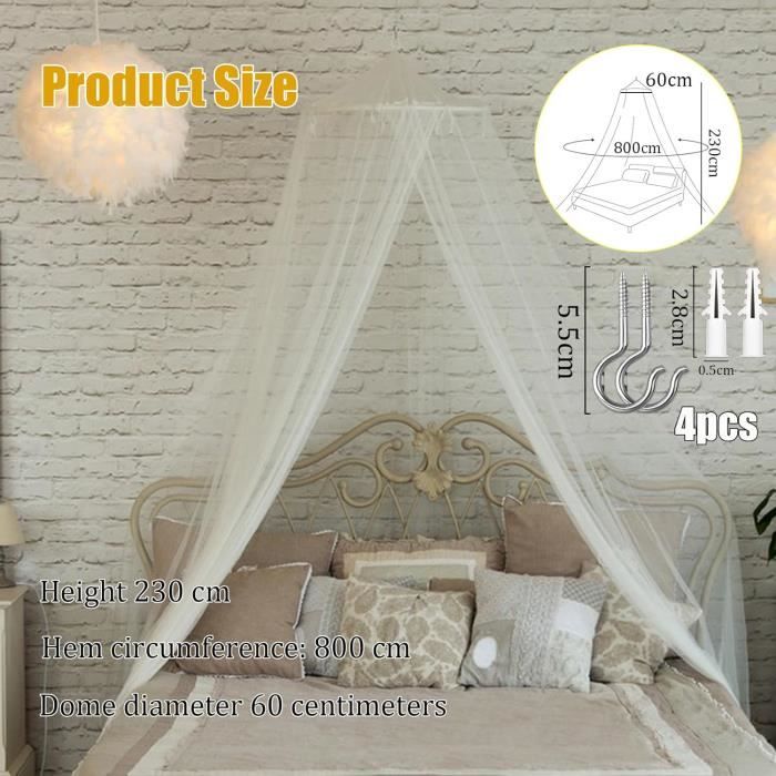 Moustiquaire Ciel De Lit Dôme – Grand Format, Polyester Respirant, Anti-Moustiques Intérieur/Extérieur, Voyage & Camping
