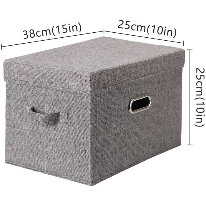 Boîte de Rangement Pliable avec Couvercle et Poignées, Panier de Rangement  en Tissu de Lin Lavable, Caisse de Rangement pour V[1244] - Cdiscount Maison
