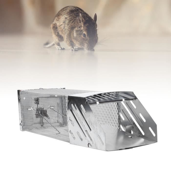 Piège de capture pliable pour petits animaux type lapin rat - 2 portes,  poignée - dim. 66L x 24l x 30H cm - acier