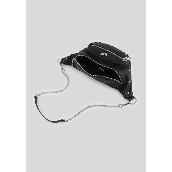 Sac banane KAPORAL LILIA Noir 2 poches zippees Anse amovible Noir Cdiscount Bagagerie Maroquinerie