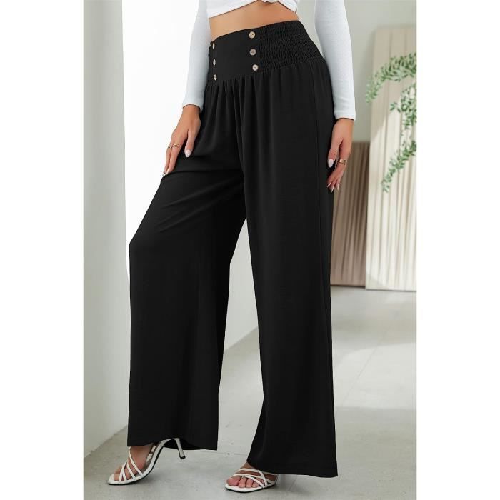 Pantalon fluide noir femme été discount