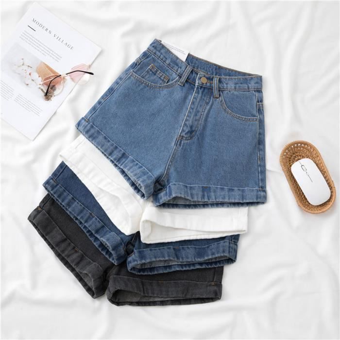 Short En Jean Déchiré Fille - Taille Haute Jambe Droite Confortable 7-13 Ans (Bleu, 9-10 Ans)