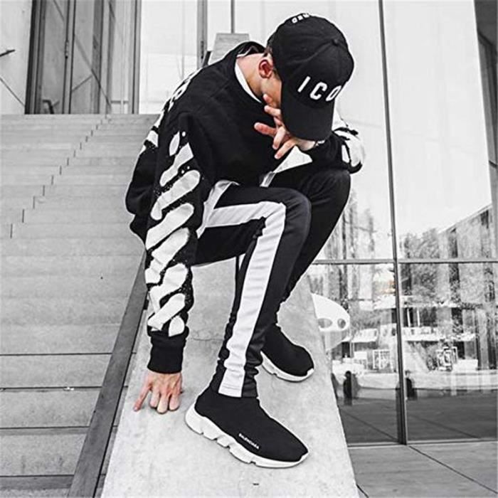 Pantalons Hommes Style Europeen Et Americain Version Europeenne Du De Jogging Blanc Cdiscount Sport