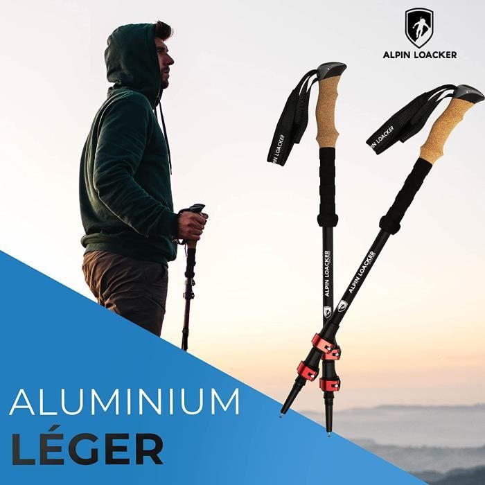 Bâtons De Randonnée Télescopiques Bergipfel – Ultralégers 270g, Repliables 37cm, Réglables 115-130cm, Alu Aéronautique, 4 Embouts