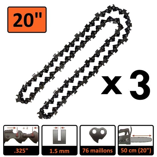 50cm guide-chaîne 2 chaînes de tronçonneuse à gouges semi-carrées Sti,  47,99 €