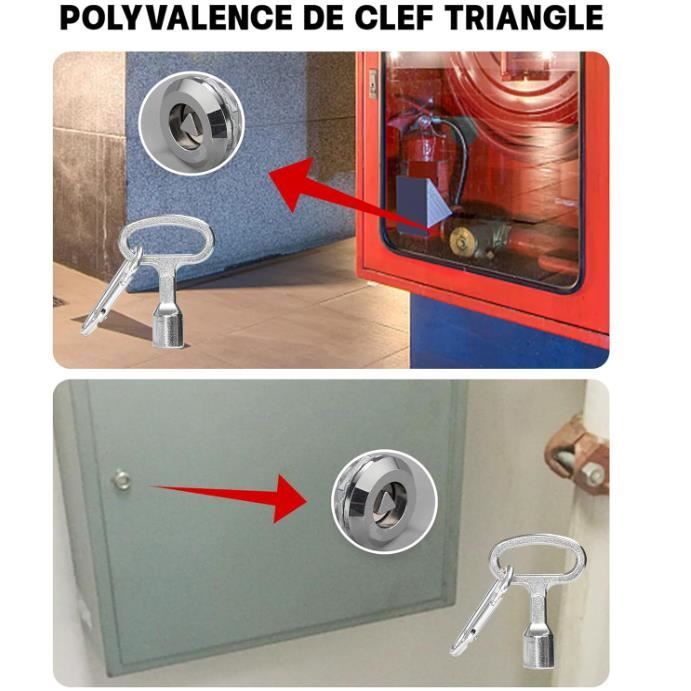 Thoquene Lot De 4 Clés Triangulaires Pour Poubelle à Roulettes Avec 4 Porte- Clés, Clés De Robinet à 3 Pans Pour Poteaux D'arrêt
