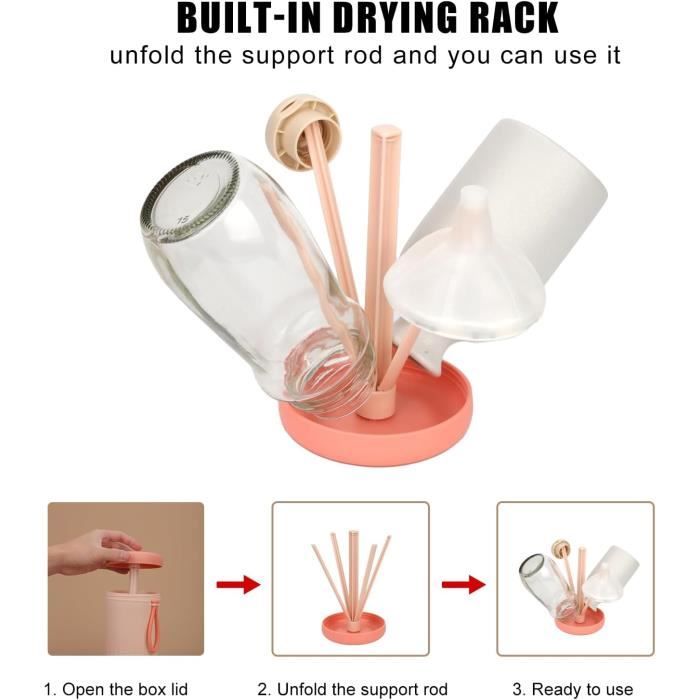 7pcs Kit De Nettoyage Biberon De Voyage, 7 En 1 Portable