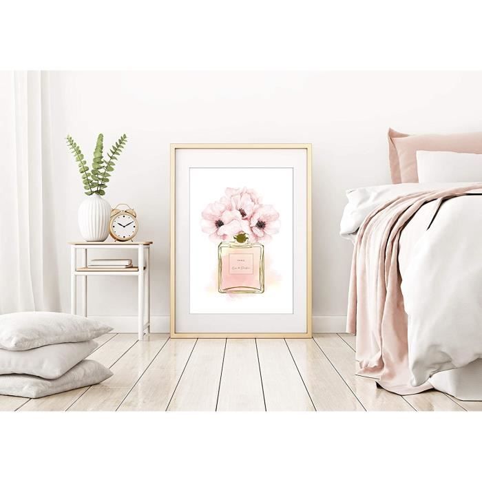 Noir Et Blanc Impression Toile Affiche Palmier Affiche Rose Amour Peinture  Chambre Salon Décor avec cadre 60x80cm[652] - Cdiscount Maison
