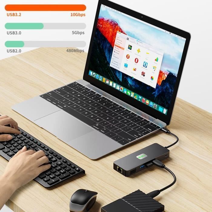 Adaptateur USB-C Vers HDMI Et VGA 4K - Hub 2-en-1 Pour PC, Mac, Smartphone