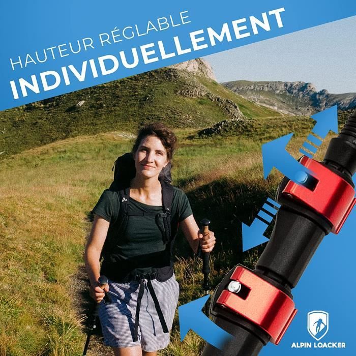Alnicov Bâtons De Randonnée Télescopiques Pliables Ultralégers - 1 Pack Avec Verrouillage Rapide Pour Trekking, Camping Et Seniors