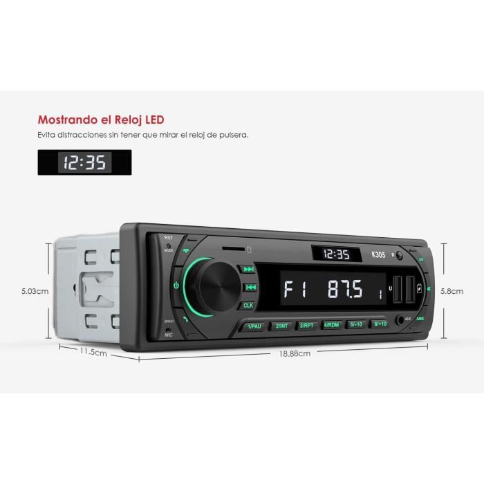 Radio Coche FM/Am 1 DIN, Avylet Autoradio Bluetooth 5.0 Soporta