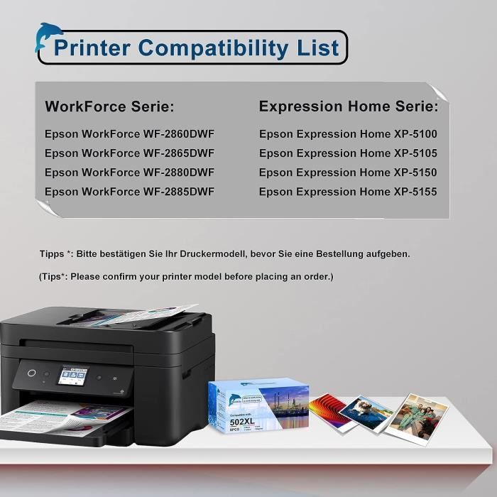 Cartouches compatible epson 502 xl pour imprimante EPSON WORKFORCE  WF-2860DWF - Cdiscount Informatique