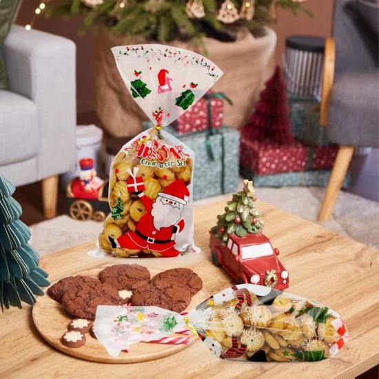 120 Pièces Sacs à Biscuits De Noël,Sachets De Cadeaux