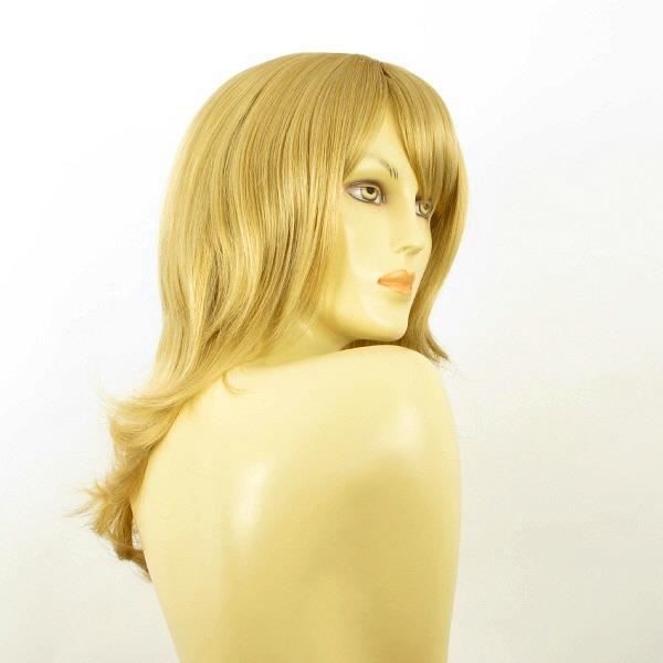 Perruque Femme Mi-longue FANIE 24BT613 - Blond Doré Méché Très Clair, Synthétique, Bonnet Moyen, Raie Libre