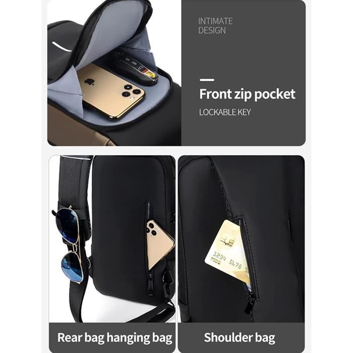 Sac Bandoulière Homme En PU - Grande Capacité, Mode Décontractée