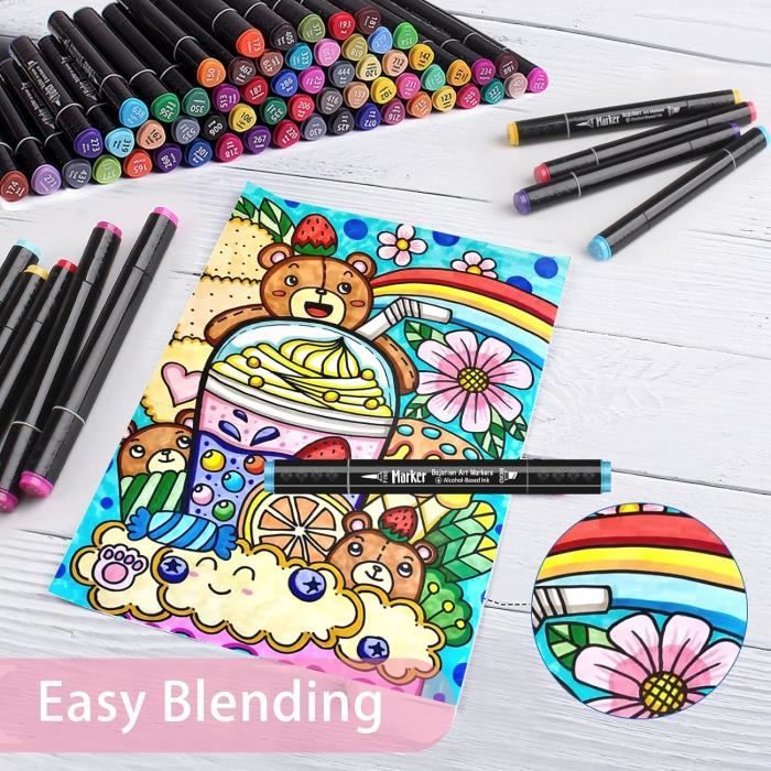 Feutre A Alcool Coloriage 80 Couleurs Marqueur, Double Pointe, Avec
