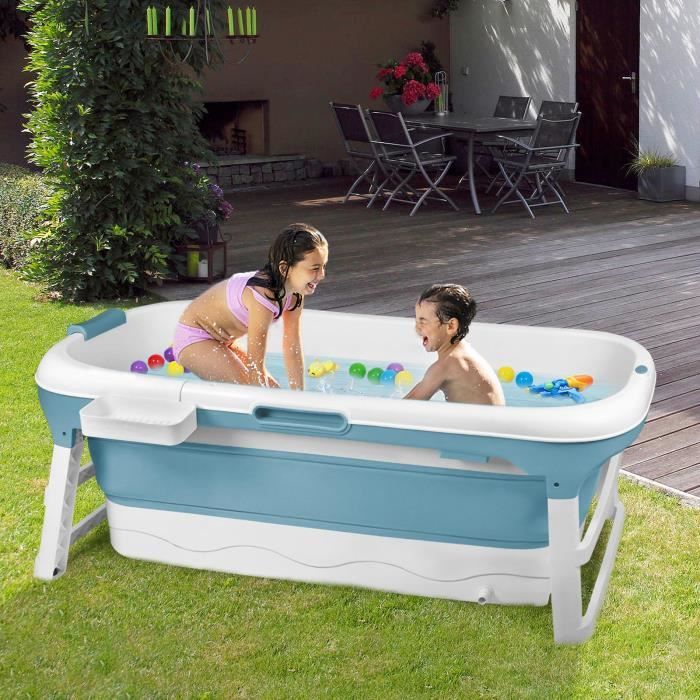 Nevife Baignoire gonflable confortable, pliable-portable sur pied, idéale pour bains chauds/glacés, 160 x 90 x 50 cm, gris clair