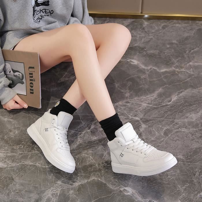 Chaussures Montantes Basket Femme Respirant Nouvelle Mode Blanc