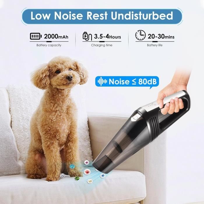 Aspirateur à Main Aspirateur Voiture Sans Fil 12000Pa 3-en-1