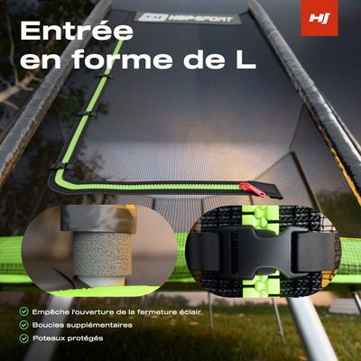 Trampoline Hop-Sport Rond 305 Cm – Filet Sécurité Extérieur, Ressorts 56, Échelle, Housse UV – TÜV, 150 Kg