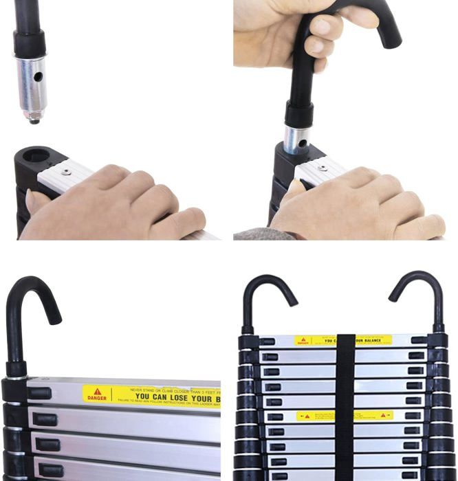 Échelle pliante multifonction en aluminium de 4,7 m - 14 formes différentes - Échelle télescopique - 4 x 4 marches avec 2 stabilisateurs et 1 plateau à outils - Charge maximale de 150 kg - EN131 Échelle pliante multifonction en aluminium de 4,7 m - 14 formes différentes - Échelle télescopique - 4 x 4 marches avec 2 stabilisateurs et 1 plateau à outils - Charge maximale de 150 kg - EN131