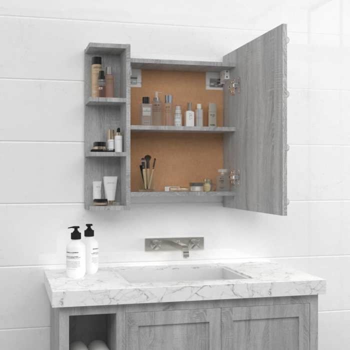 Armoire salle de bain à miroir LED Blanc 100x12x45 cm Acrylique - Armoire Salle De Bain - Meuble