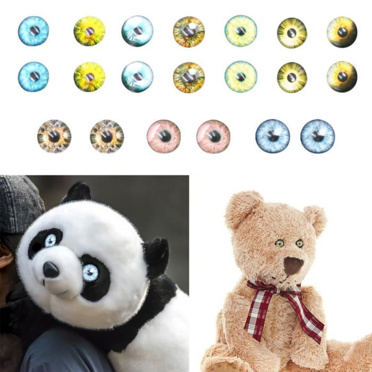 50PCs Plastique Jouet Poupée Yeux Rond Noir pour Animaux Jouet Bricolage 20 mm