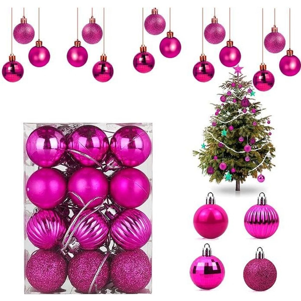 Sphere De Verre Qui Orne Le Sapin Rose Rouge*24 Pièces Boules De Noël Ensemble,3cm Boule de Sapin de Noël  Décoration Boules de Noël Rouge,Suspendues Ornements de Boul - Cdiscount  Maison