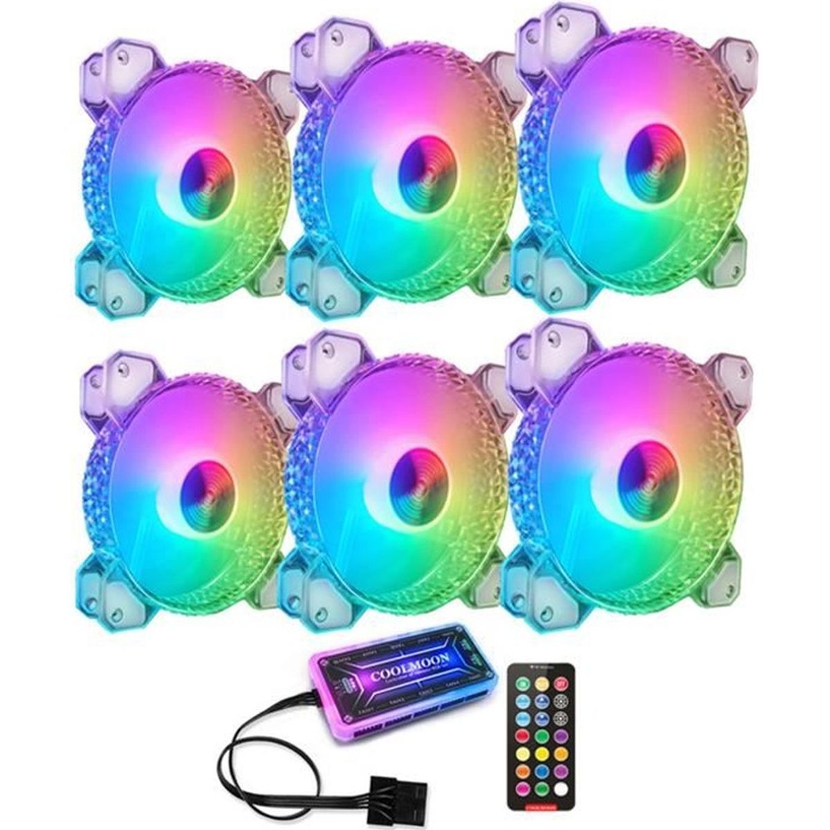 Ventilateurs PC RGB 120mm Ubanner – Lot De 3, Adressables, Télécommande