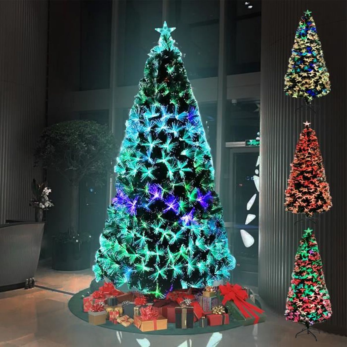 YRHOME Sapin de Noël LED 120CM Artificiel Fibre Optique Lumière Lumineux Couleur Variable avec