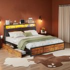 Lit 180x200 cm - DANS LES NUAGES - King - Tiroirs - LED - Scandinave