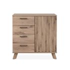 CALICOSY - Buffet 4 Tiroirs 1 Porte Décor Chêne L85 cm - OPOLE - Bois clair