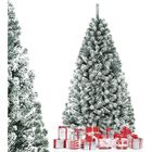 COSTWAY Sapin de Noël 225CM 1010 Branches à Flocons de Neige Matière PVC avec Charnières,Support Métallique Diamètre 128cm