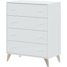 CALICOSY Commode - Sweet - 4 tiroirs - Blanc - 95 x 77.5 x 40 cm