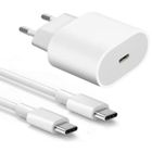 Tikawi Chargeur Rapide 25W Blanc + Câble USB-C pour Iphone 15 - 16 - 17 Samsung Galaxy S22 / S23 / S24 / S25 Xiaomi Note 13 / 14