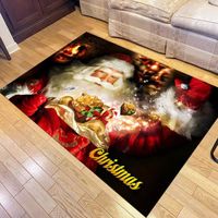 Tapis de Noël, rouge avec Père Noël et flocon de neige pour salon ou chambre à coucher,120 x 160cm,Style 2