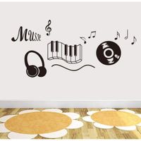 Stickers Muraux Note de Musique muraux Amovible Chambre Salon Sticker Mural intéressant Musique Fond Autocollant décor