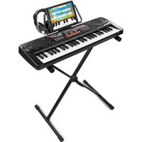 MAX KB8 - Piano numérique pour débutant avec stand, casque audio, 49 touches et haut-parleurs intégrés