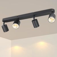 Homefire 4xGU10 Spot plafonnier LED - métal - noir - 58 x 7 x 14 cm - orientable à 350° pour couloir chambre à coucher cuisine