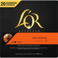 LOT DE 2 - L'OR Espresso Delizioso Intensité 5 - 20 Capsules de Café en aluminium Compatible Nespresso